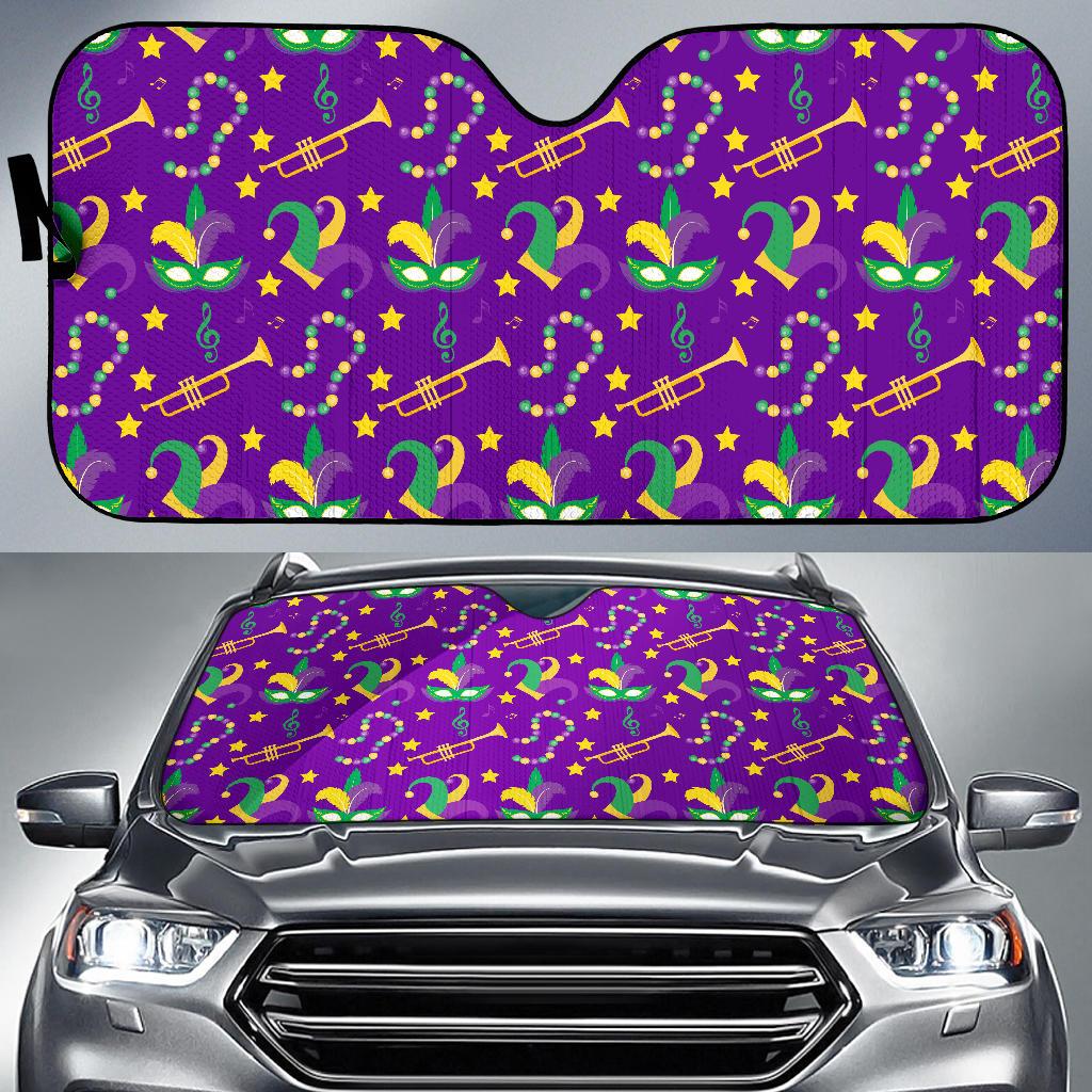 Mardi Gras Pattern Print Design 06 Car Sun Shades-JORJUNE.COM