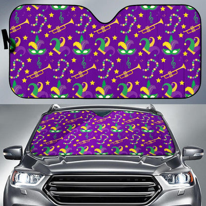 Mardi Gras Pattern Print Design 06 Car Sun Shades-JORJUNE.COM
