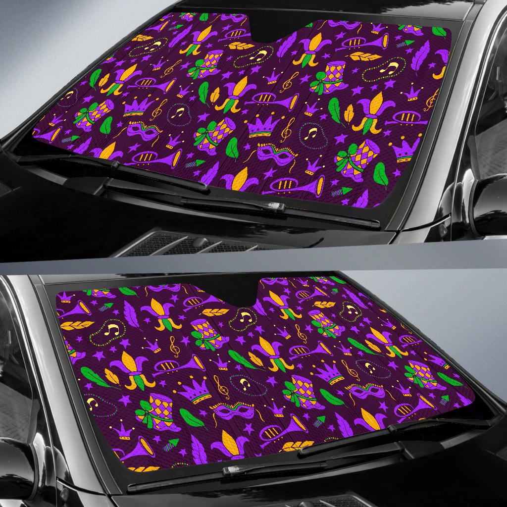 Mardi Gras Pattern Print Design 08 Car Sun Shades-JORJUNE.COM