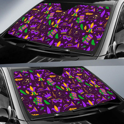 Mardi Gras Pattern Print Design 08 Car Sun Shades-JORJUNE.COM