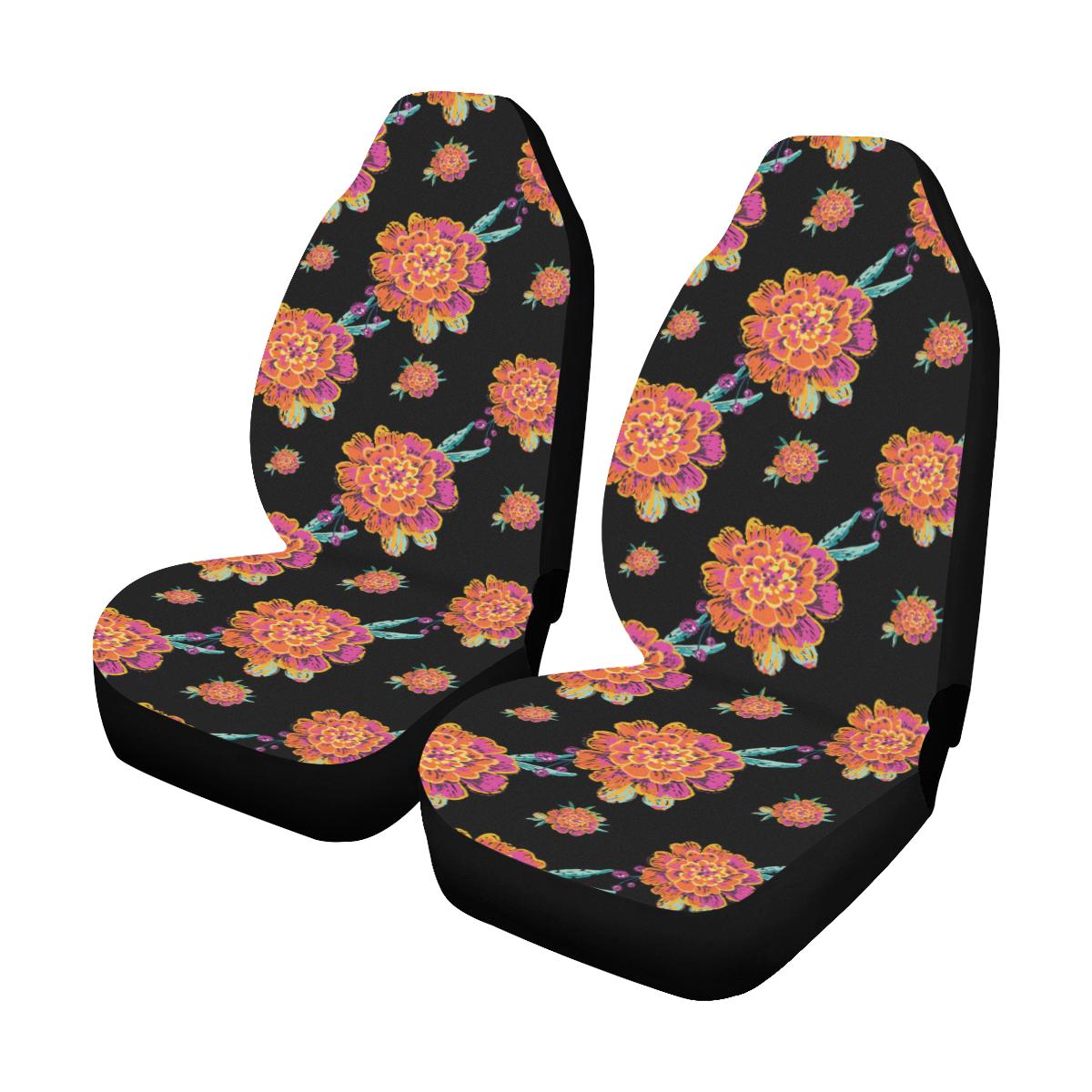 Marigold Pattern Print Design 01 Car Seat Covers (Set of 2)-JORJUNE.COM