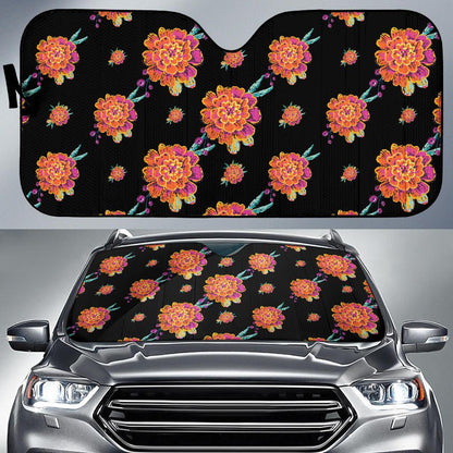 Marigold Pattern Print Design 01 Car Sun Shades-JORJUNE.COM