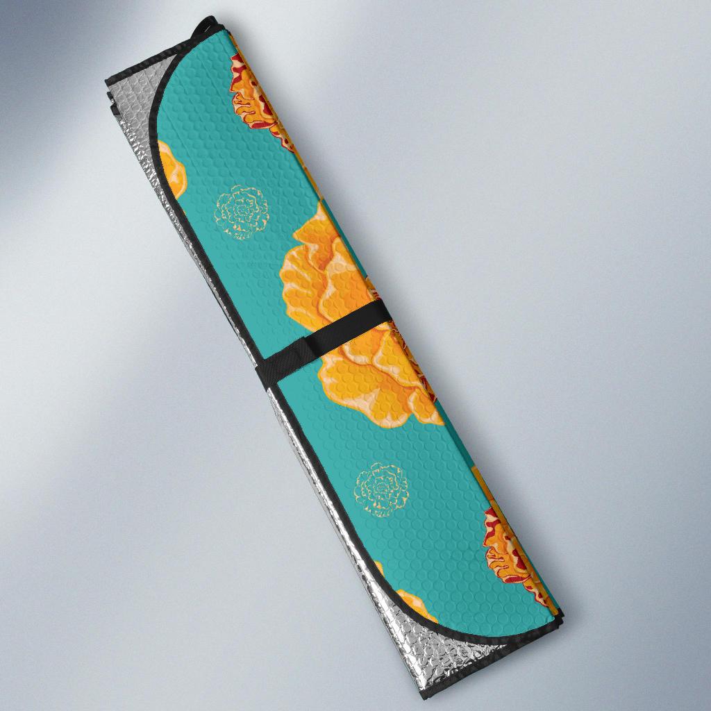 Marigold Pattern Print Design 02 Car Sun Shades-JORJUNE.COM