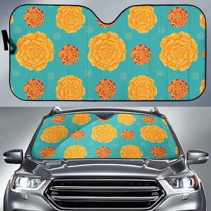 Marigold Pattern Print Design 02 Car Sun Shades-JORJUNE.COM