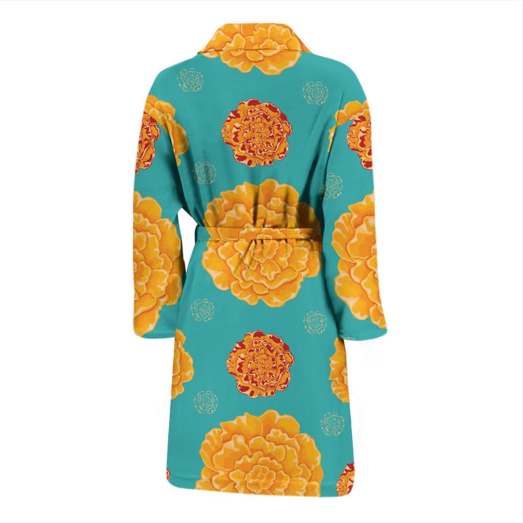 Marigold Pattern Print Design 02 Men Bathrobe-JORJUNE.COM
