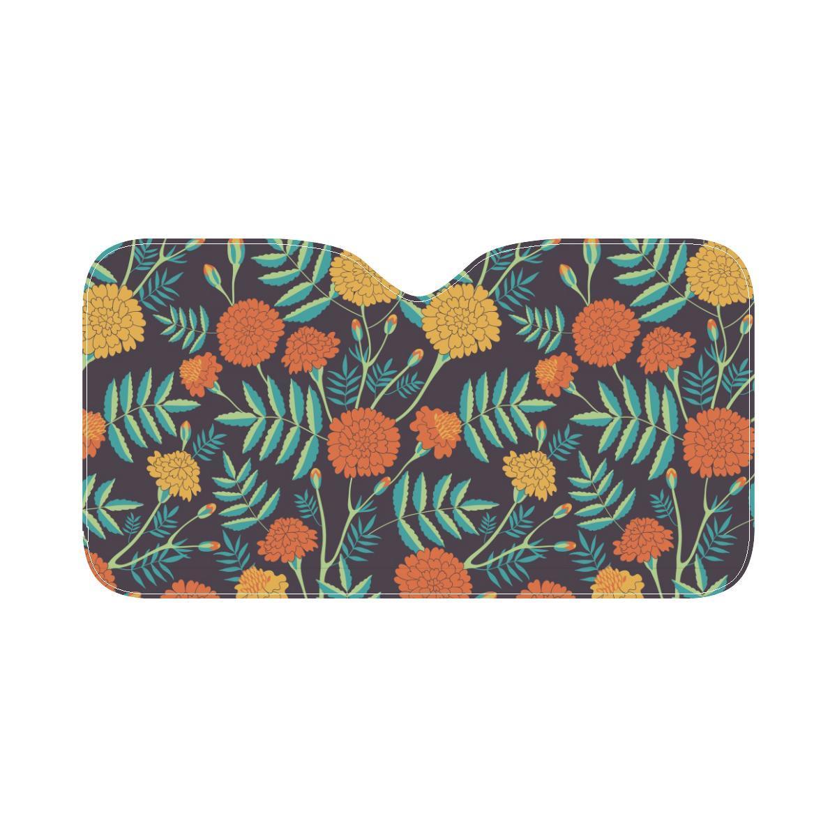 Marigold Pattern Print Design MR01 Car Sun Shade-JorJune