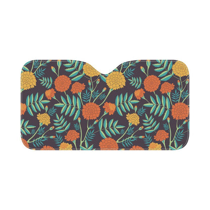 Marigold Pattern Print Design MR01 Car Sun Shade-JorJune