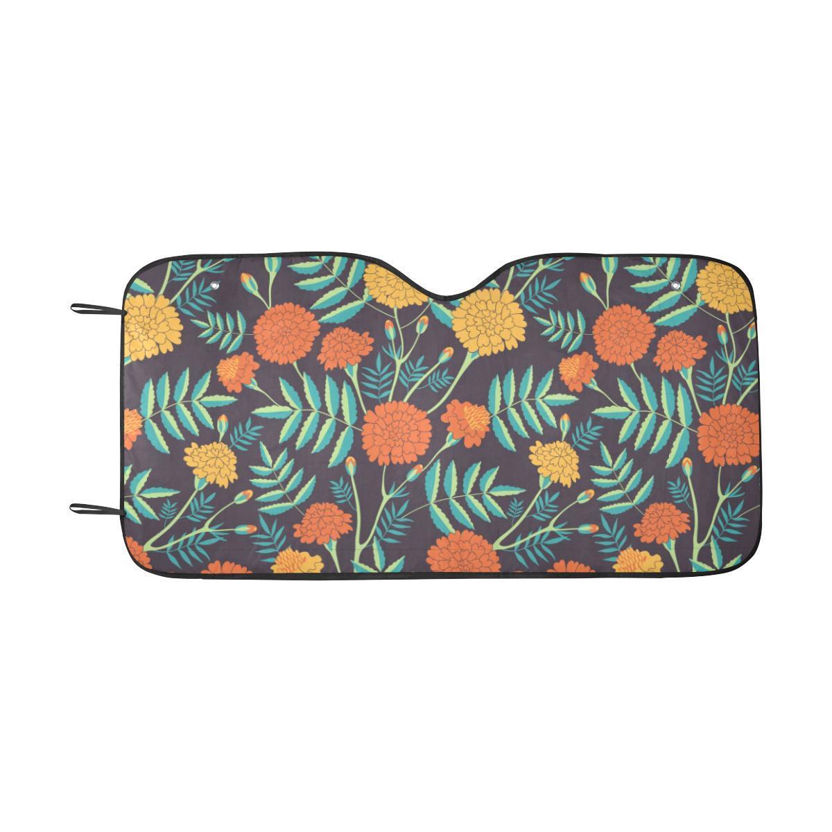 Marigold Pattern Print Design MR01 Car Sun Shade-JorJune