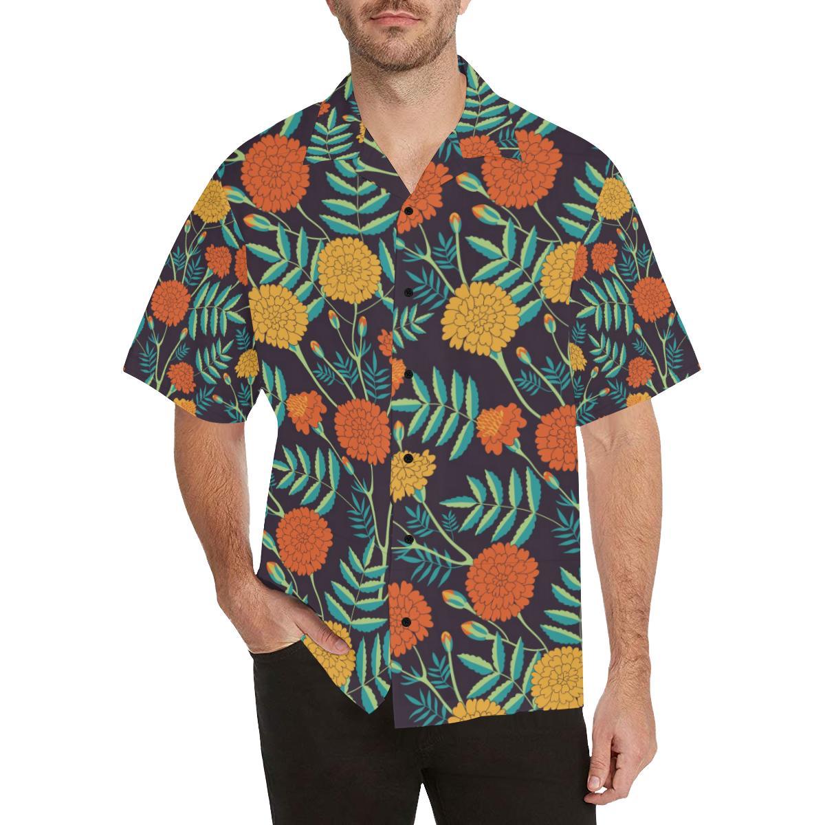 Marigold Pattern Print Design MR01 Men Hawaiian Shirt-JorJune