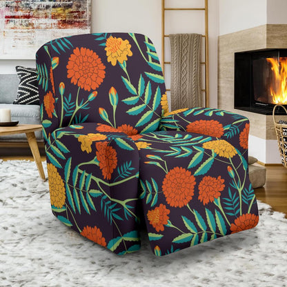 Marigold Pattern Print Design MR01 Recliner Slipcover-JORJUNE.COM