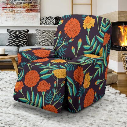 Marigold Pattern Print Design MR01 Recliner Slipcover-JORJUNE.COM