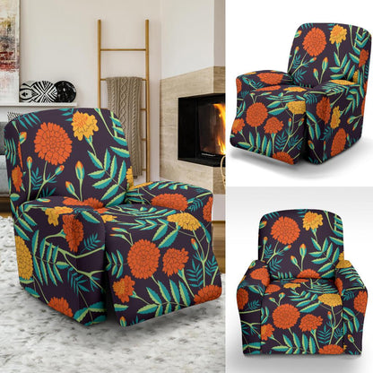 Marigold Pattern Print Design MR01 Recliner Slipcover-JORJUNE.COM