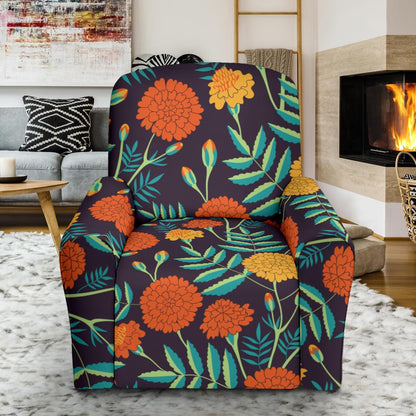 Marigold Pattern Print Design MR01 Recliner Slipcover-JORJUNE.COM