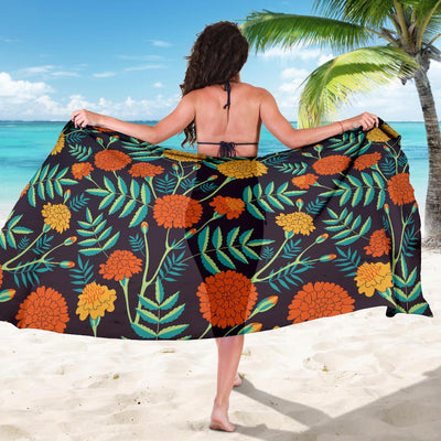 Marigold Pattern Print Design MR01 Sarong Pareo Wrap-JORJUNE.COM