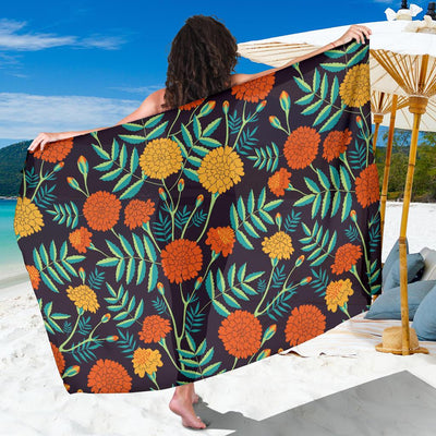 Marigold Pattern Print Design MR01 Sarong Pareo Wrap-JORJUNE.COM