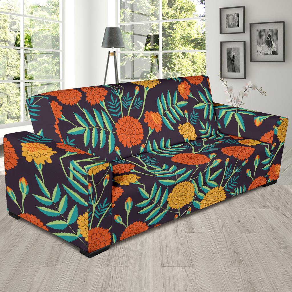 Marigold Pattern Print Design MR01 Sofa Slipcover-JORJUNE.COM