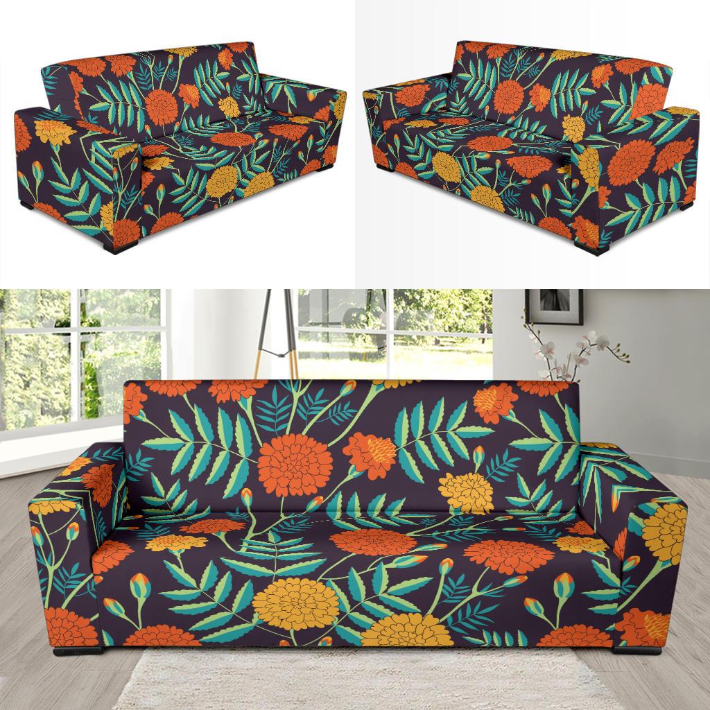 Marigold Pattern Print Design MR01 Sofa Slipcover-JORJUNE.COM