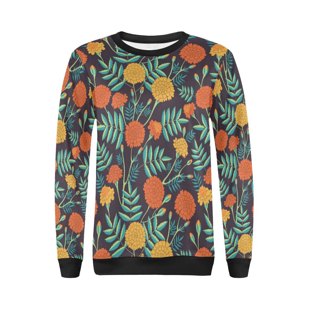 Marigold Pattern Print Design MR01 Women Long Sleeve Sweatshirt-JorJune