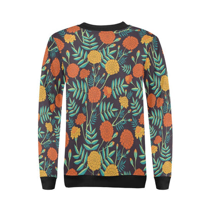 Marigold Pattern Print Design MR01 Women Long Sleeve Sweatshirt-JorJune