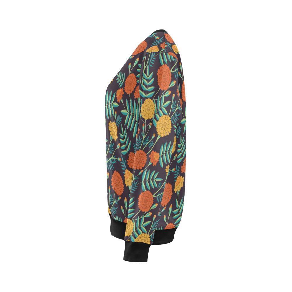 Marigold Pattern Print Design MR01 Women Long Sleeve Sweatshirt-JorJune