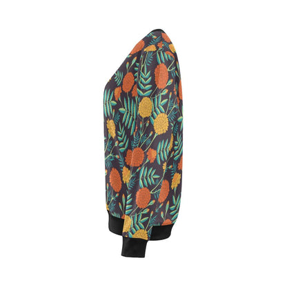 Marigold Pattern Print Design MR01 Women Long Sleeve Sweatshirt-JorJune