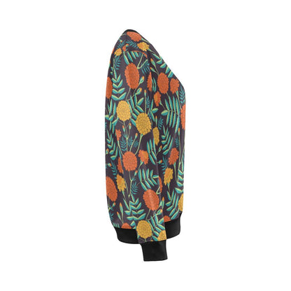 Marigold Pattern Print Design MR01 Women Long Sleeve Sweatshirt-JorJune