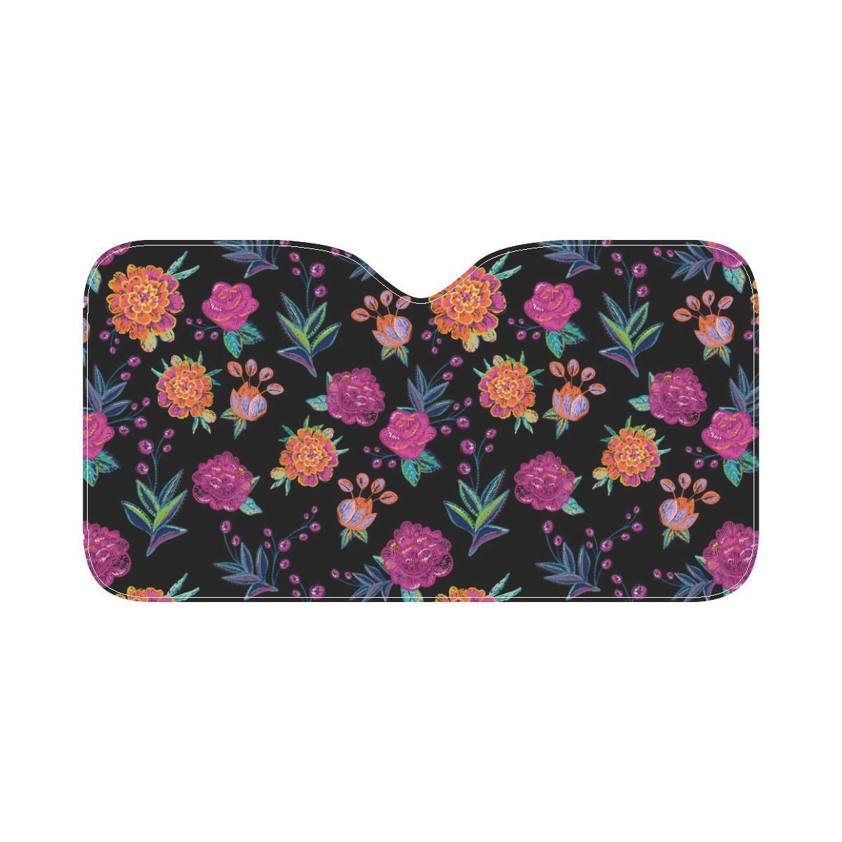 Marigold Pattern Print Design MR02 Car Sun Shade-JorJune