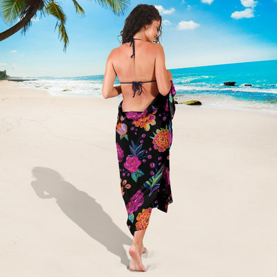 Marigold Pattern Print Design MR02 Sarong Pareo Wrap-JORJUNE.COM