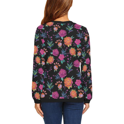 Marigold Pattern Print Design MR02 Women Long Sleeve Sweatshirt-JorJune