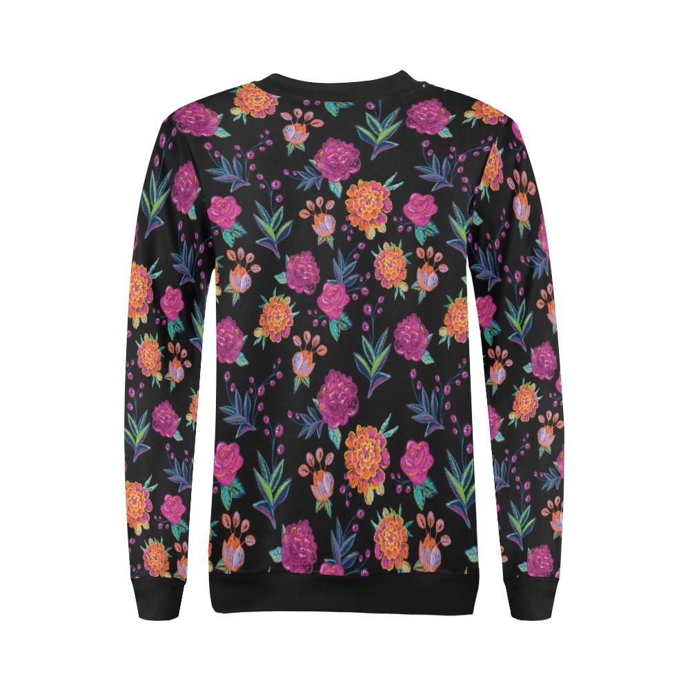 Marigold Pattern Print Design MR02 Women Long Sleeve Sweatshirt-JorJune