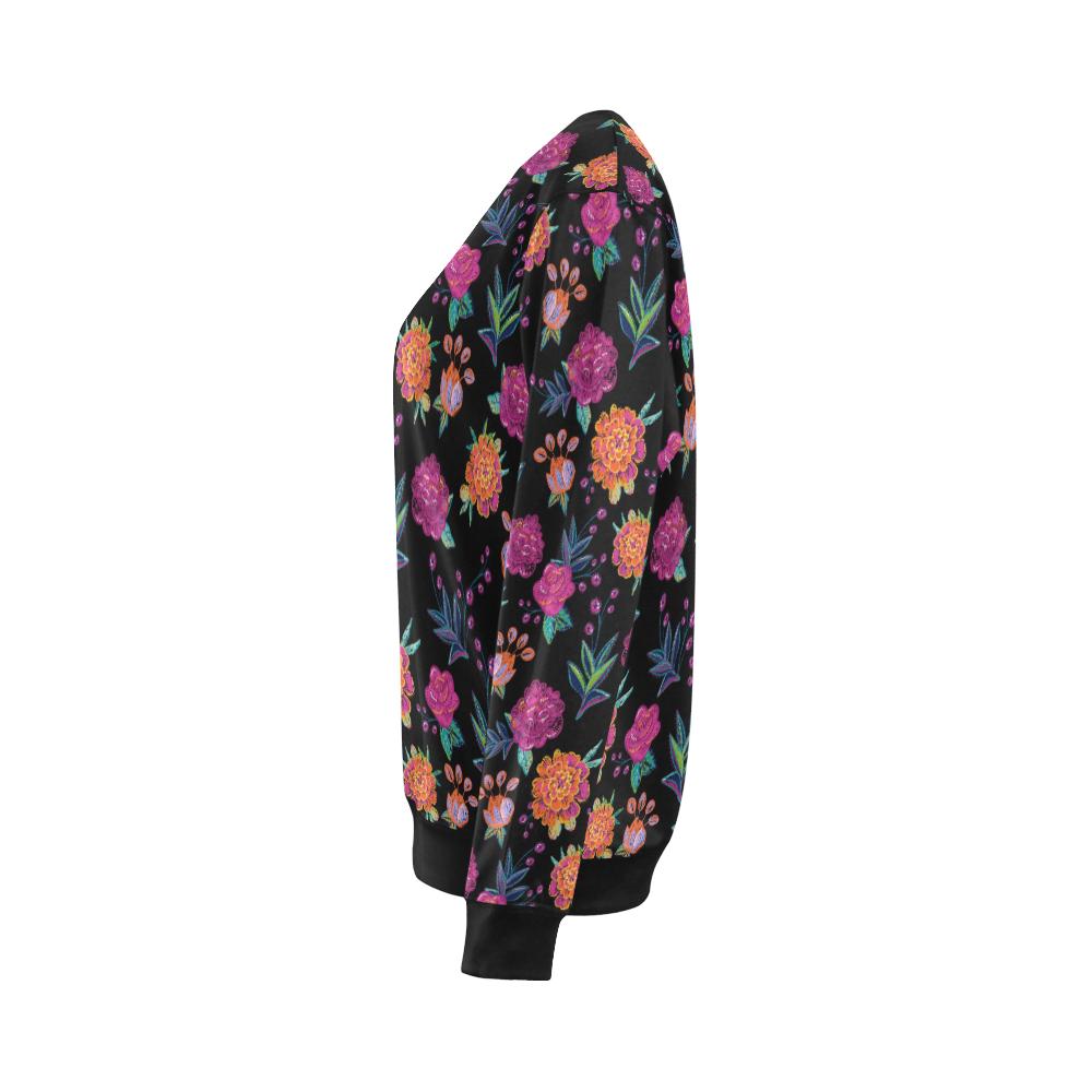 Marigold Pattern Print Design MR02 Women Long Sleeve Sweatshirt-JorJune