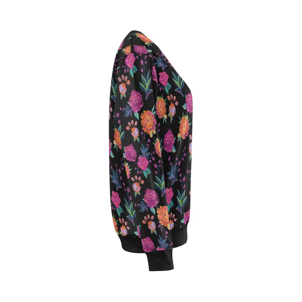 Marigold Pattern Print Design MR02 Women Long Sleeve Sweatshirt-JorJune