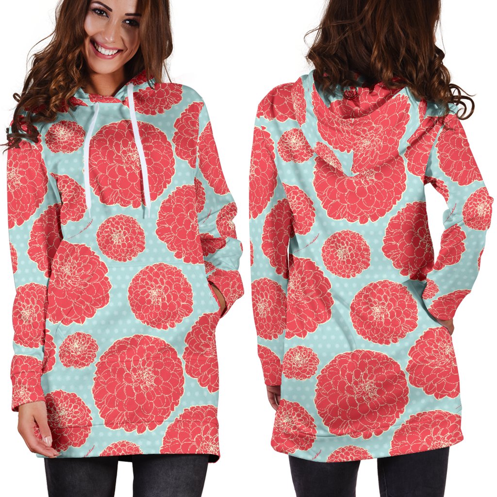 Marigold Pattern Print Design MR03 Women Hoodie Dress