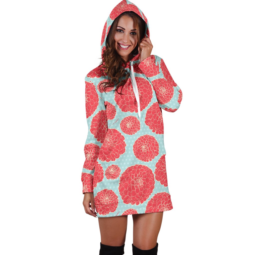 Marigold Pattern Print Design MR03 Women Hoodie Dress