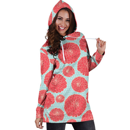 Marigold Pattern Print Design MR03 Women Hoodie Dress
