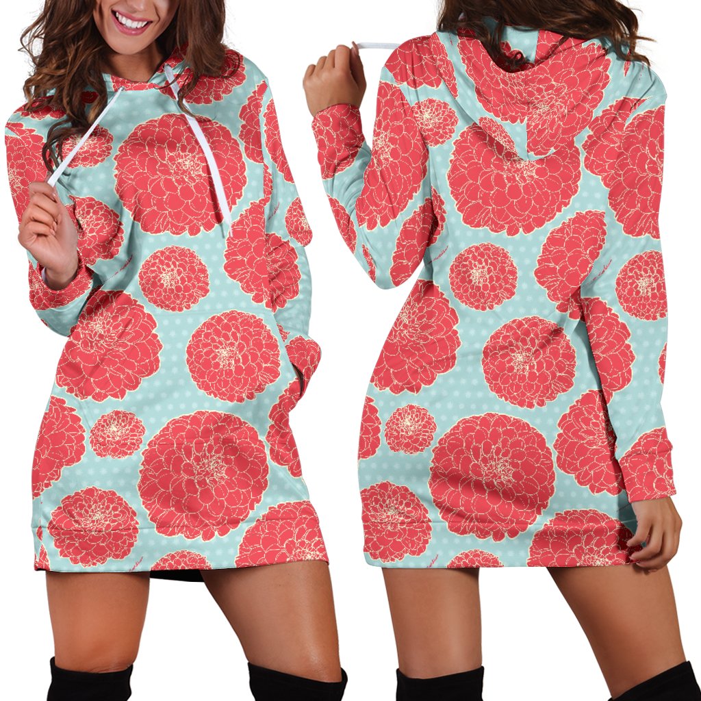 Marigold Pattern Print Design MR03 Women Hoodie Dress