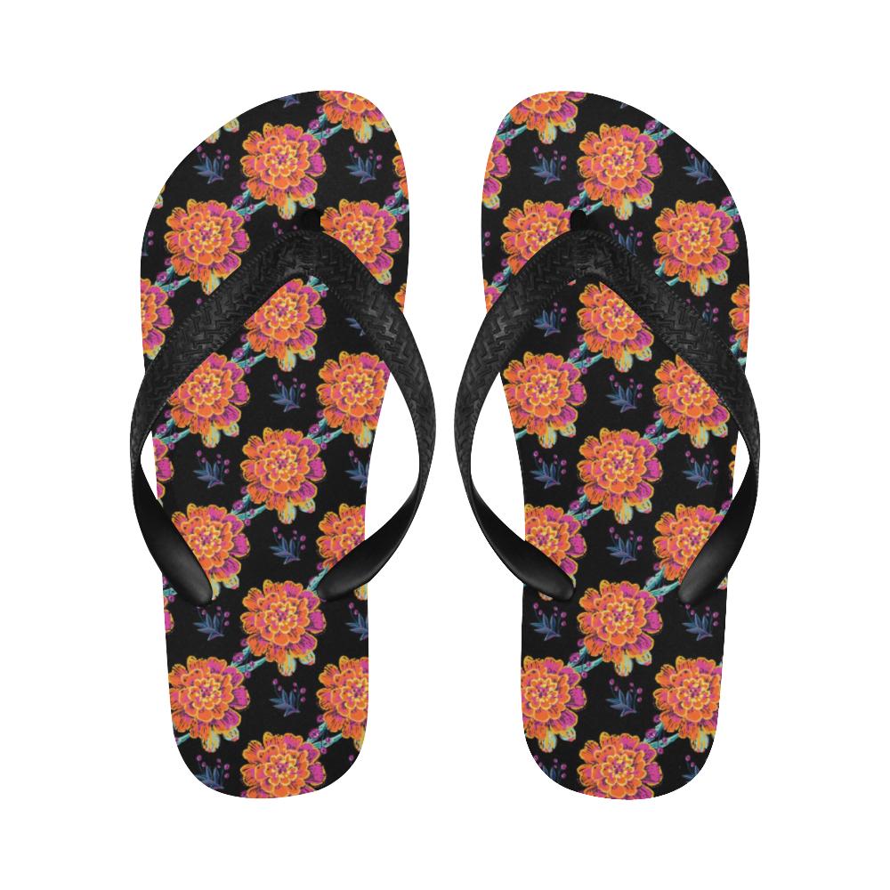 Marigold Pattern Print Design MR04 Flip Flops-JorJune