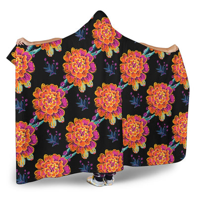 Marigold Pattern Print Design MR04 Hooded Blanket-JORJUNE.COM