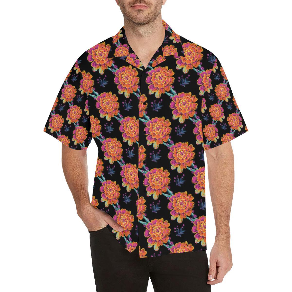 Marigold Pattern Print Design MR04 Men Hawaiian Shirt-JorJune