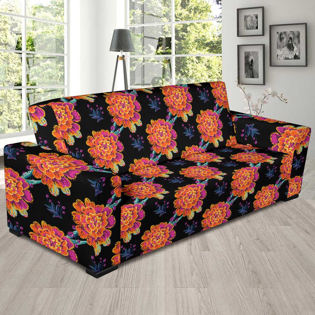 Marigold Pattern Print Design MR04 Sofa Slipcover-JORJUNE.COM
