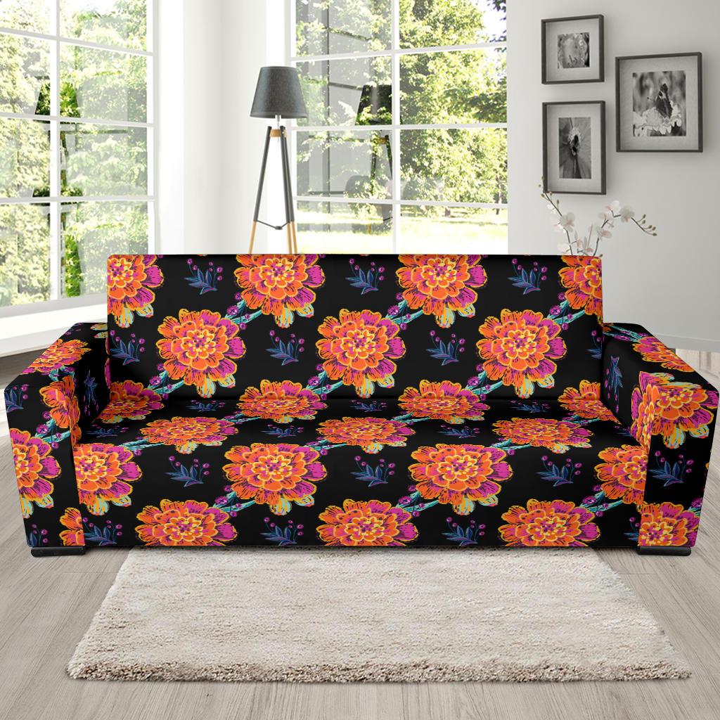 Marigold Pattern Print Design MR04 Sofa Slipcover-JORJUNE.COM