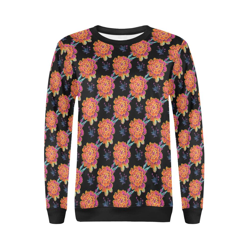 Marigold Pattern Print Design MR04 Women Long Sleeve Sweatshirt-JorJune
