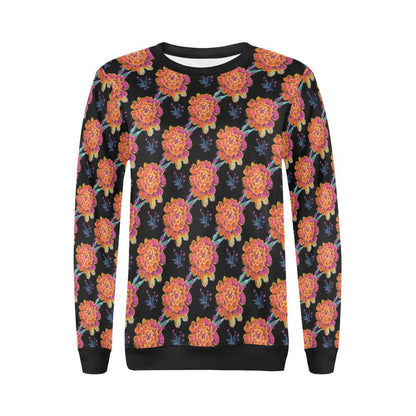 Marigold Pattern Print Design MR04 Women Long Sleeve Sweatshirt-JorJune