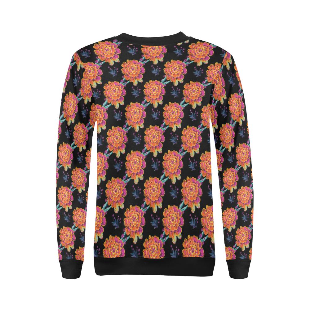 Marigold Pattern Print Design MR04 Women Long Sleeve Sweatshirt-JorJune