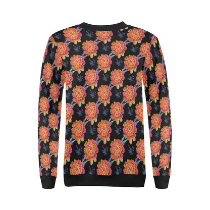 Marigold Pattern Print Design MR04 Women Long Sleeve Sweatshirt-JorJune