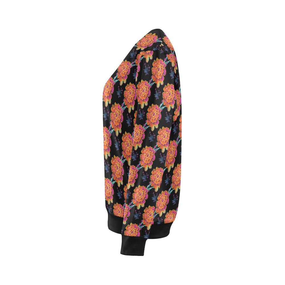 Marigold Pattern Print Design MR04 Women Long Sleeve Sweatshirt-JorJune