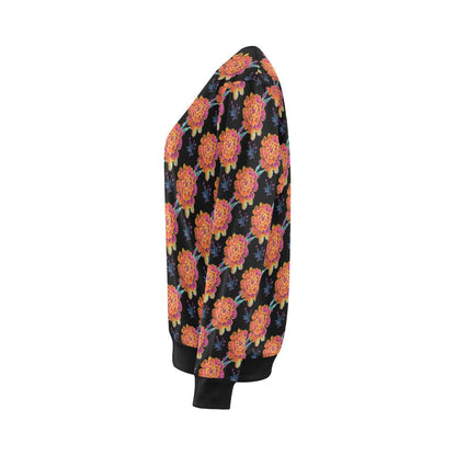 Marigold Pattern Print Design MR04 Women Long Sleeve Sweatshirt-JorJune