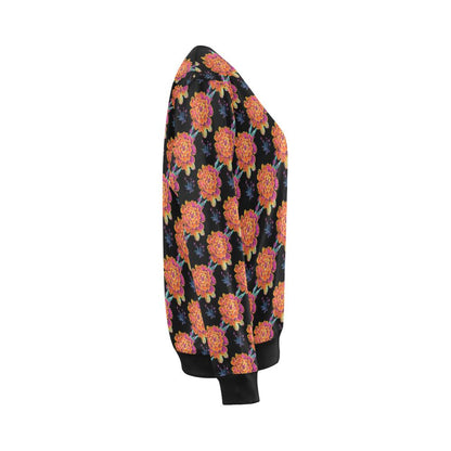 Marigold Pattern Print Design MR04 Women Long Sleeve Sweatshirt-JorJune