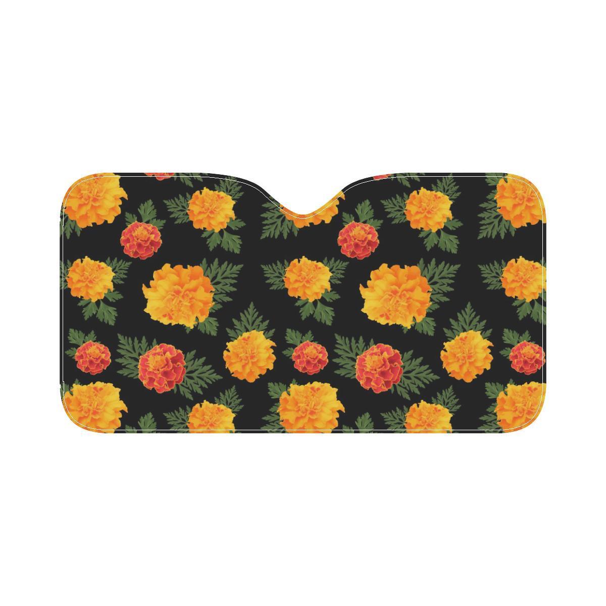 Marigold Pattern Print Design MR05 Car Sun Shade-JorJune
