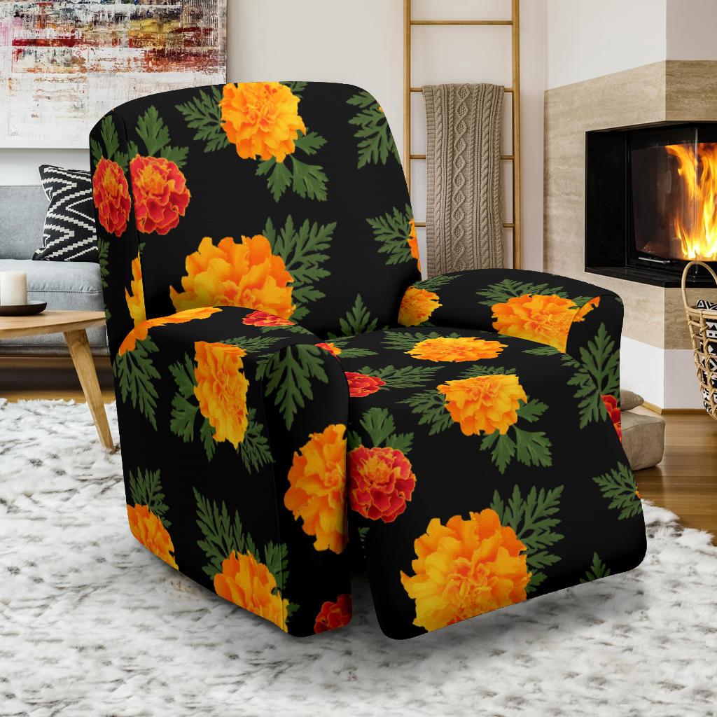 Marigold Pattern Print Design MR05 Recliner Slipcover-JORJUNE.COM